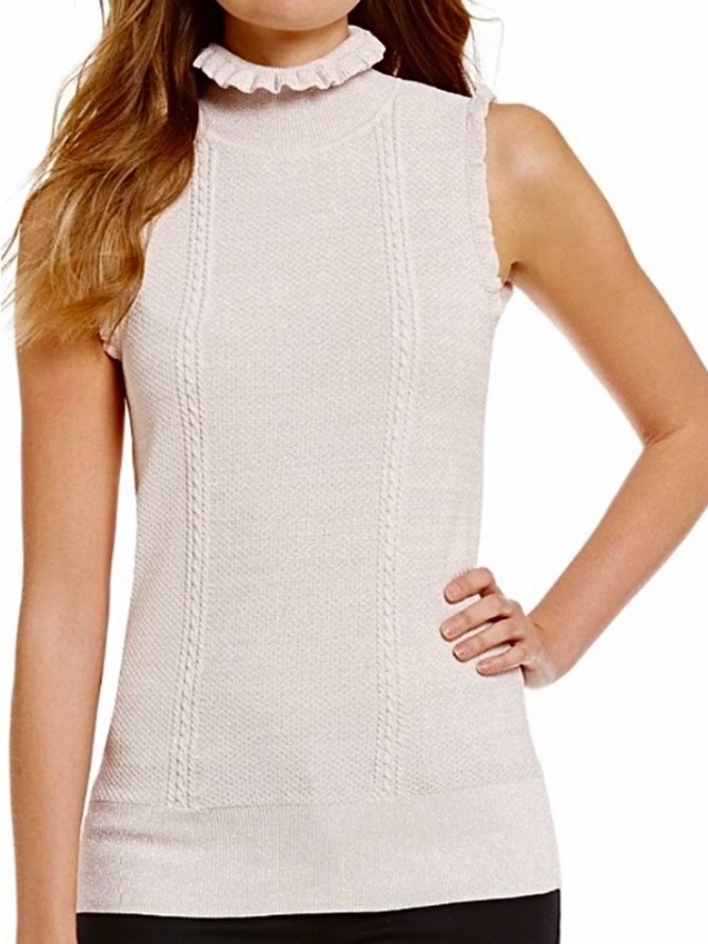 Chelsea & Violet Loving Las Vegas Sparkly Ruffle Sleeveless Top Size Medium.